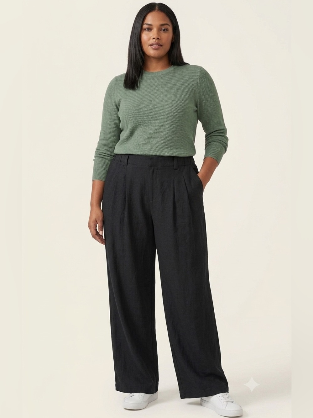 Halara Black Cropped Wide Leg Relaxed Fit Pants Size XL